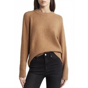 Treasure & Bond Speckled Pima Cotton Blend Sweater BROWN BEAR NEP NWT Medium